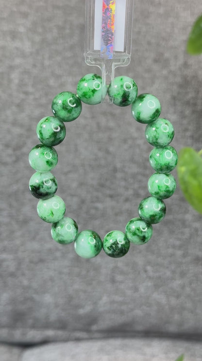 Natural Bright Apple Green Son Thuy Jadeite Jade VIP Bracelet Size 13 mm