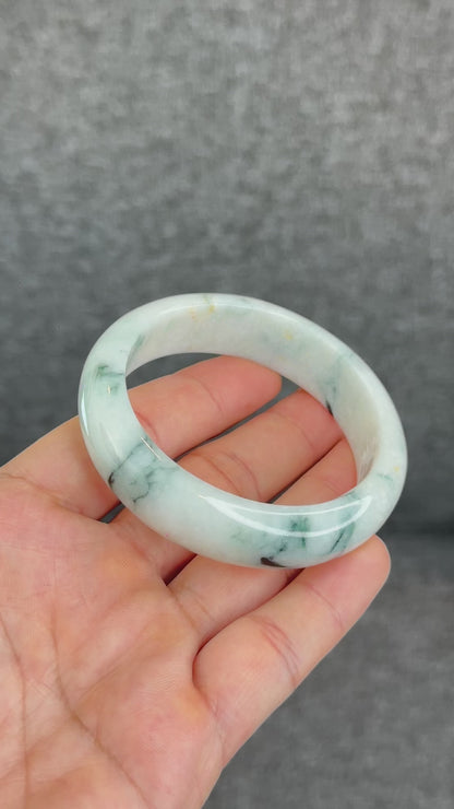 Bracelet en jade de jadéite verte florale Style feuille Taille 55,6 mm