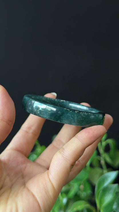 Water Green Jadeite Jade Bangle Square Style Size 53.8 mm