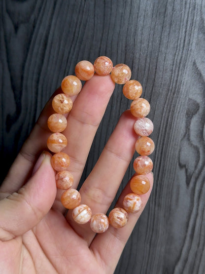 Natural Orange Landscape Sericite Quartz Bracelet Size 9 mm