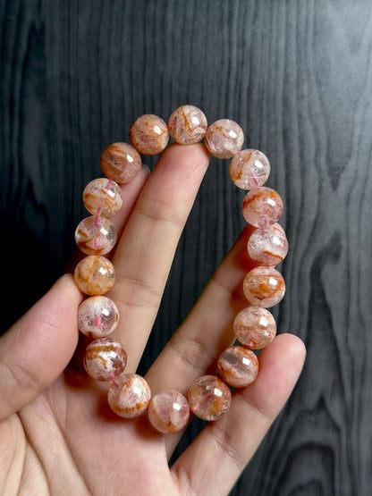 Natural Orange Landscape Sericite Quartz Bracelet Size 11 mm