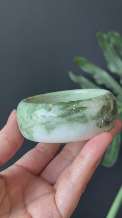 Natural Serpentine Bangle Leaf Style Size 56 mm