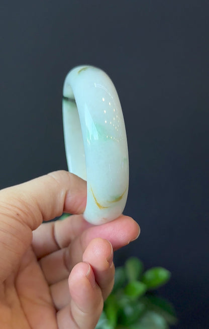 Jadeite Jade Bangle Leaf Style Size 55 mm