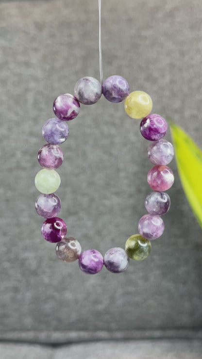 Natural Multi-Colour Lepidolite Bracelet Size 11.8 mm