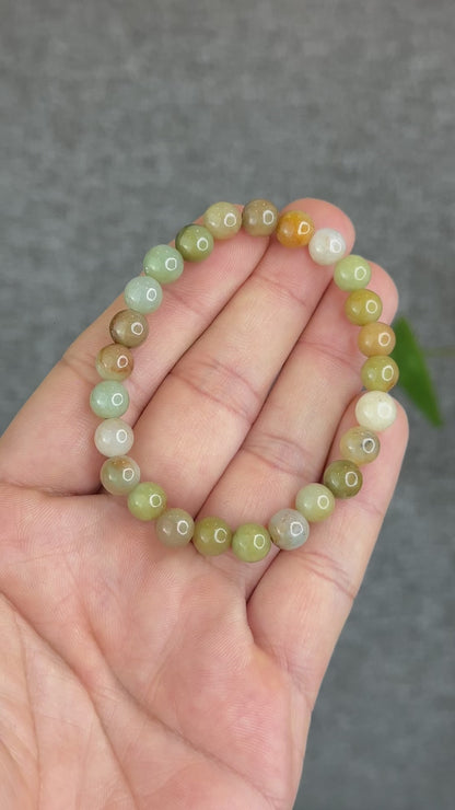 Natural Multi-Colour Orange Jadeite Jade Bracelet Size 7 mm