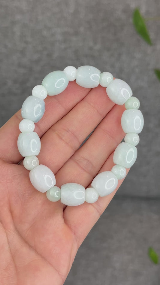 Natural Ivory Mint Green Mixed Bead Lu Thong Bracelet Size 12 mm