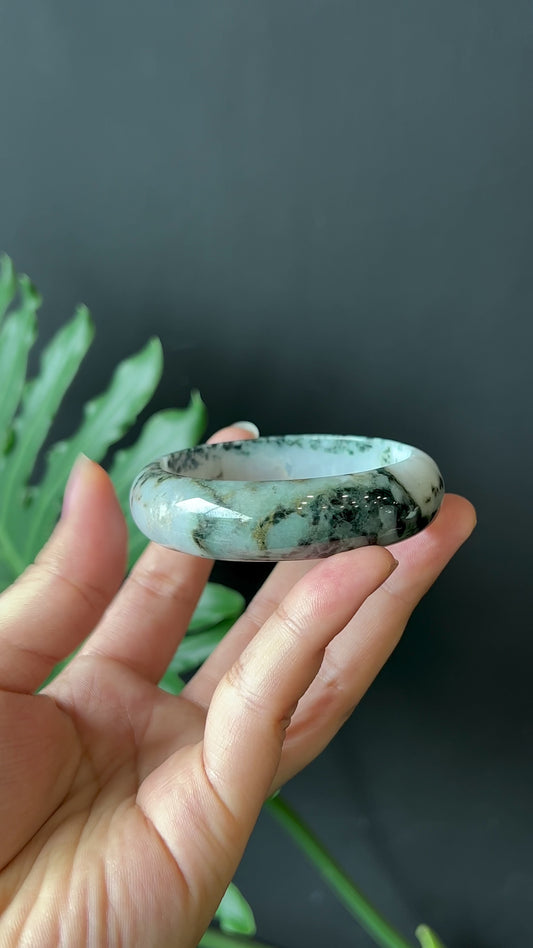 Jadeite Jade Son Thuy Bangle Style Feuille Taille 53 mm