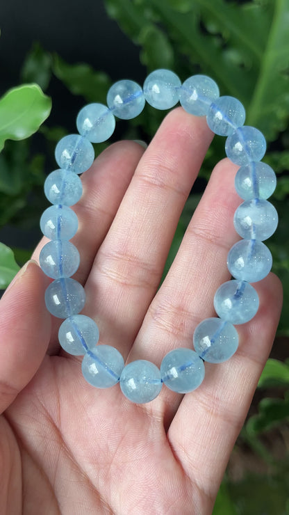 Bracelet aigue-marine taille 10 mm