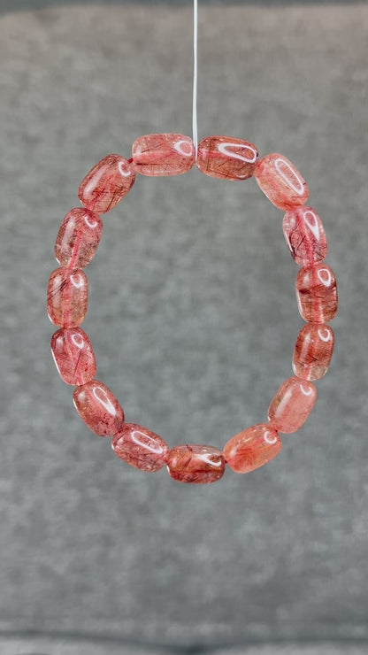 Natural Red Rutilated Quartz Lu Thong Bracelet size 9 mm
