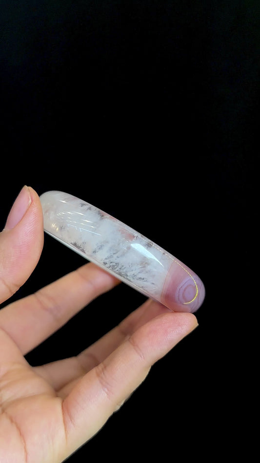 Special Natural Agate Bangle Leaf Style Size 56 mm