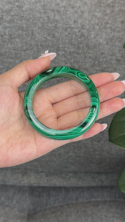 Natural Malachite Bangle Leaf Style Size 51 mm