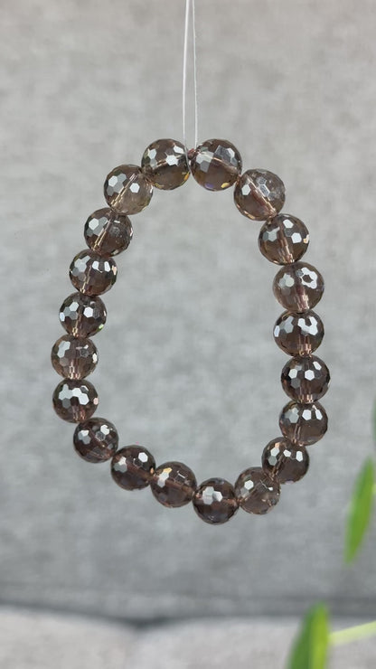 Natural Smokey Quartz Faceted Bracelet Size 9.5 mm