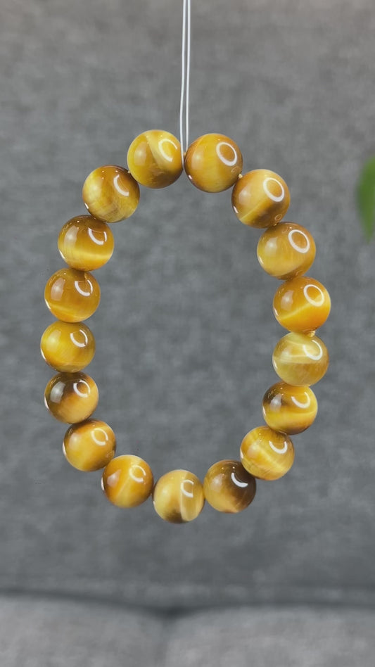 Natural Golden Center Tiger Eye Bracelet Size 12 mm