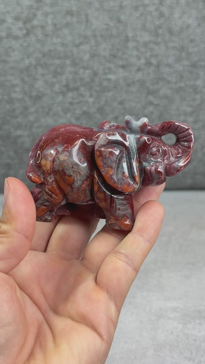 Natural Ocean Jasper Elephant Figurine