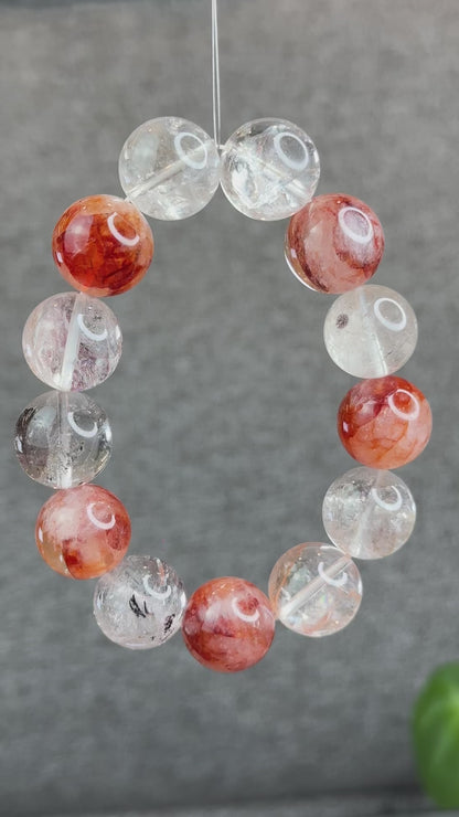 Natural Herkimer mixed Fire Quartz Bracelet Size 17 mm