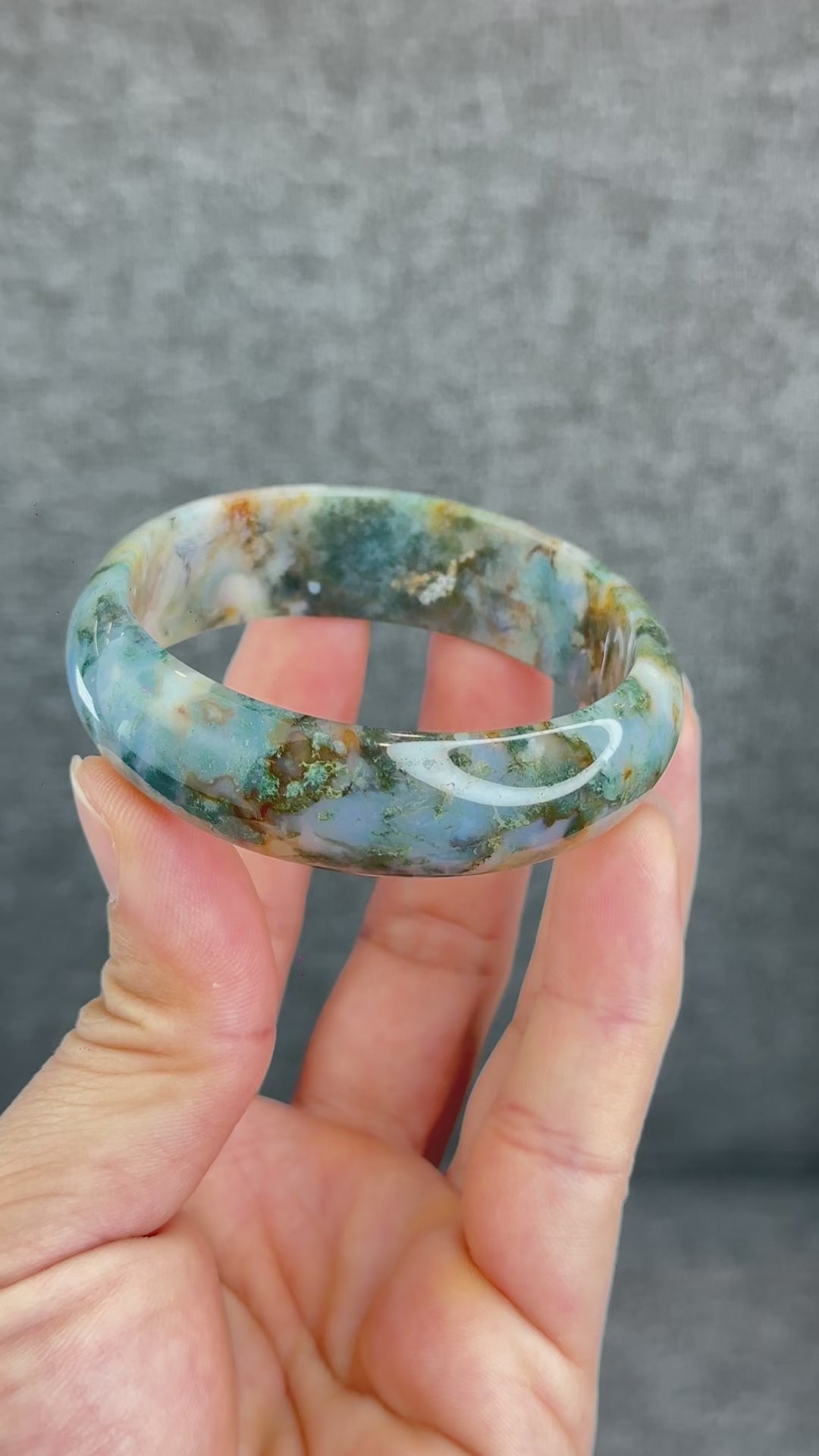 Beautiful and Natural Moss Agate Bangle – Mountain Jade