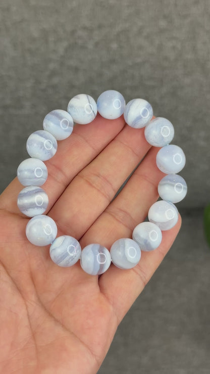 Natural Blue Lace Agate Bracelet Size 13.3 mm