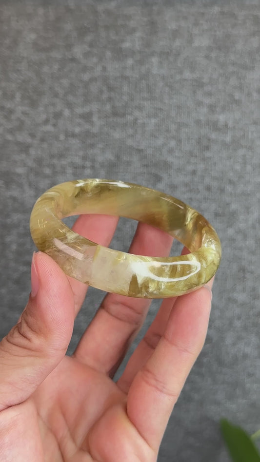 Natural Golden Muscovite Bangle Leaf Style Size 55 mm