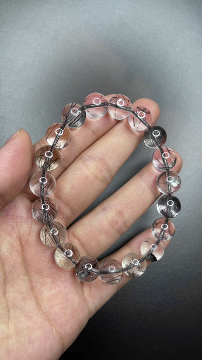 Natural Black Rutilated Quartz VIP Bracelet Size 10 mm