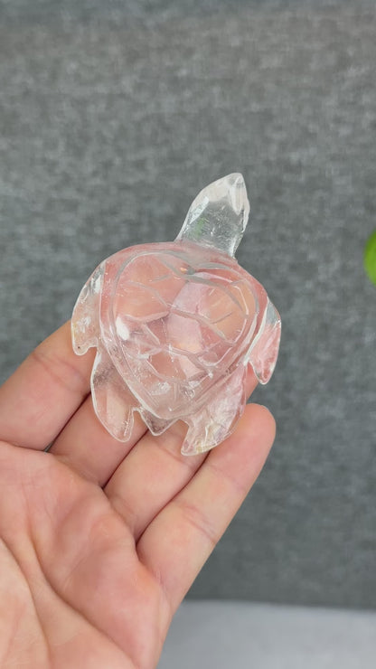 Natural Clear Quartz Turtle Figurine