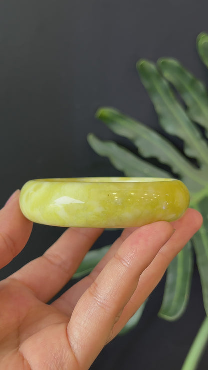 Natural Serpentine Bangle Leaf Style Size 55 mm