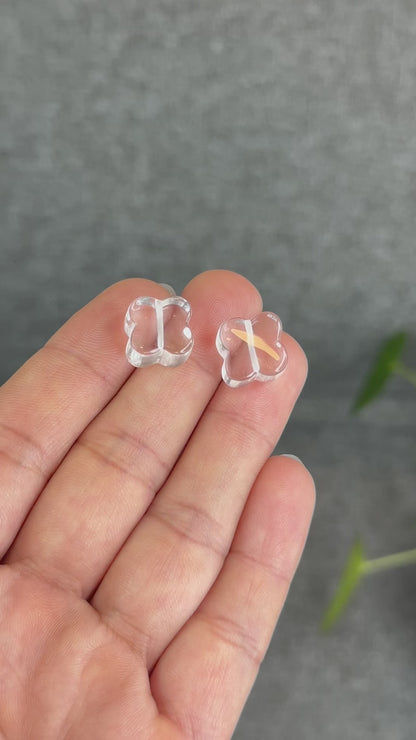 Natural Clear Quartz Clover Charm - High Quality