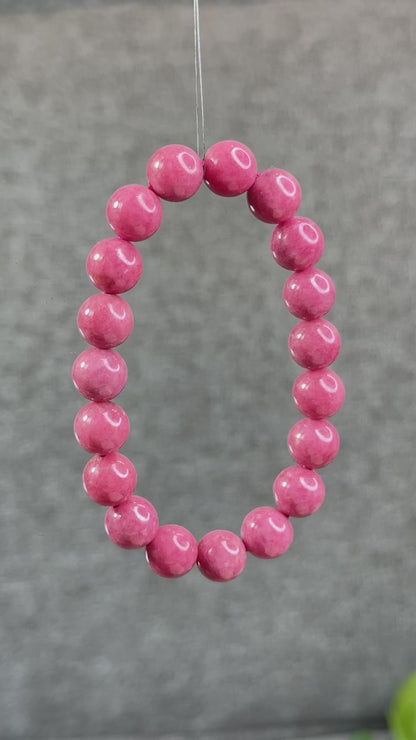 Natural Pink Rhodonite Bracelet Size 10 mm Madagascar