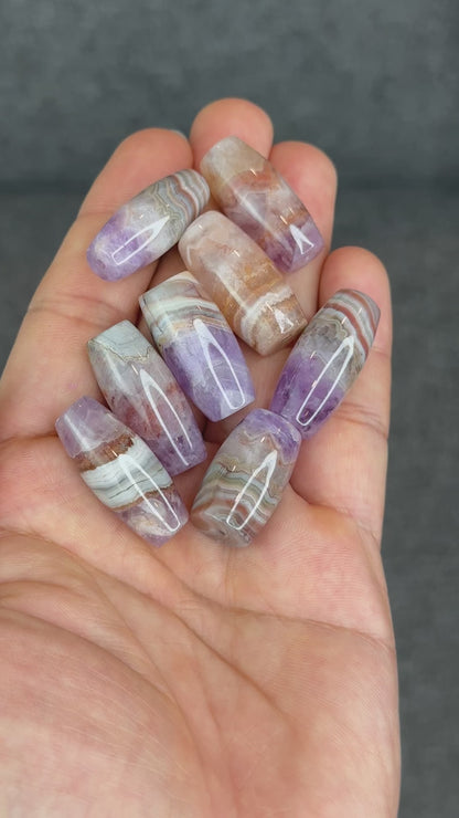 Natural Amethyst Lace Agate Lu Thong Charm