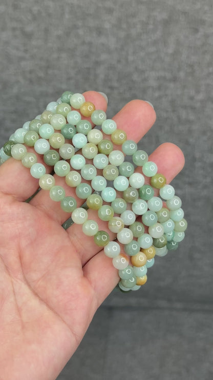 Natural 4 Seasons Colour Type A Jadeite Jade Necklace Size 7 mm