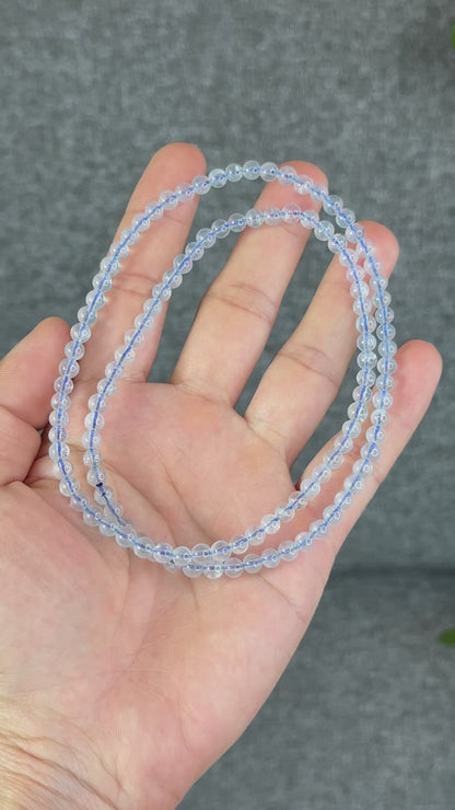 Natural Aquamarine Triple Wrap Bracelet Size 4.8 mm