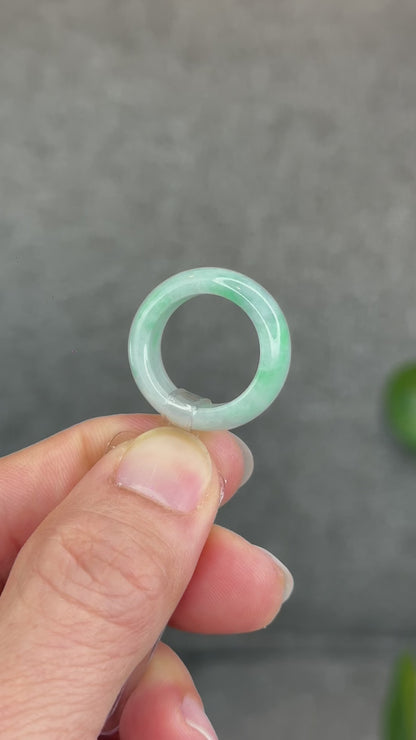 Natural Semi-Translucent Apple Green Type A Jadeite Jade Ring Size 1.73