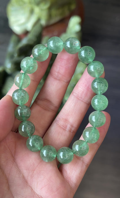 Natural Green Strawberry Quartz Bracelet Size 10 mm