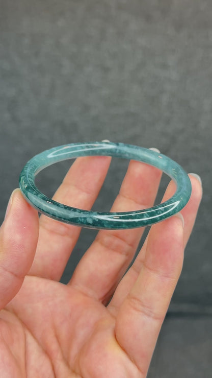 Natural Green Jadeite Jade Type A Bangle Chopstick Style Size 56.3 mm