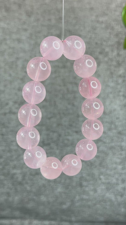 Natural Translucent Rose Quartz Bracelet Size 17 mm