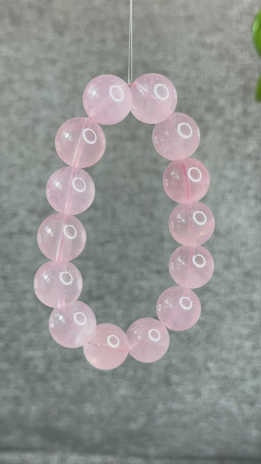 Natural Translucent Rose Quartz Bracelet Size 17 mm