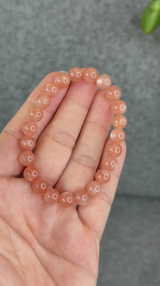 Natural Orange Sunstone Bracelet Size 8 mm
