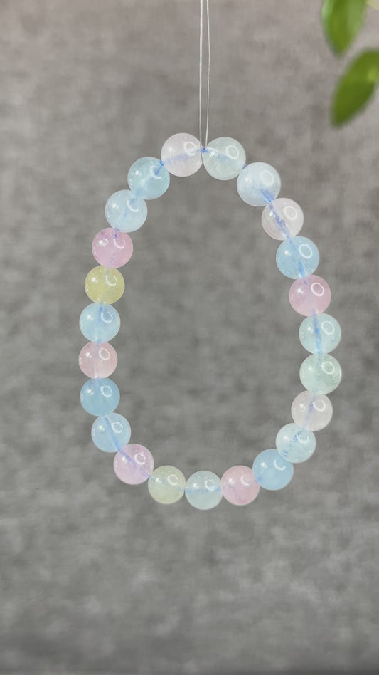 Natural Translucent Beryl-Morganite Bracelet Size 8 mm