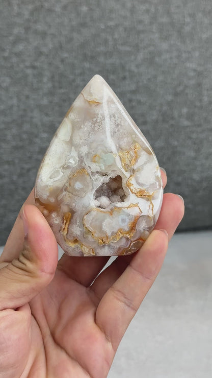 Natural Floral Agate Flame Figurine