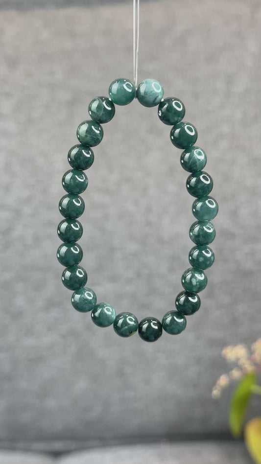 Natural Water Green Jadeite Jade Braclet Size 8 mm