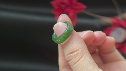 Natural Nephrite Jade Ring Square Style Size 1.45