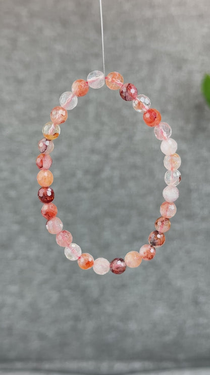 Natural Faceted Fire Quartz Bracelet Size 6-6.5 mm