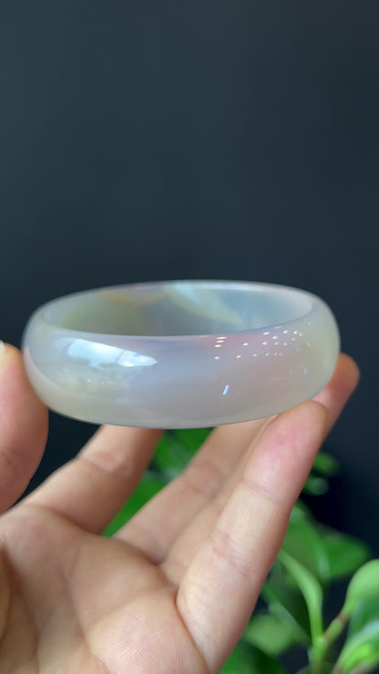 Natural Agate Bangle Leaf Style Size 62 mm