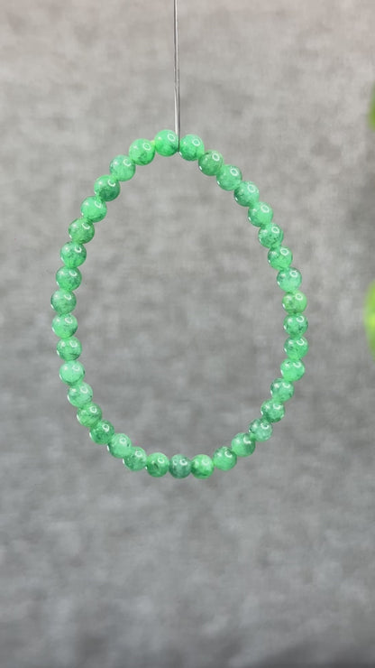 Natural Apple Green Semi-Translucent Jadeite Jade Bracelet Size 5 mm