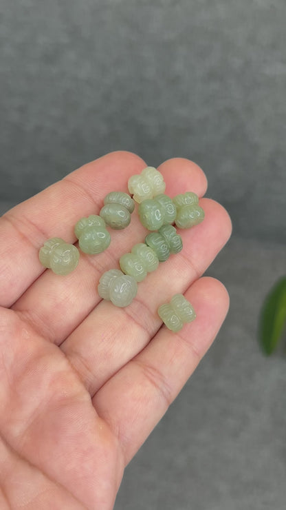 Natural Green Hetian Nephrite Jade Double Lotus Charm