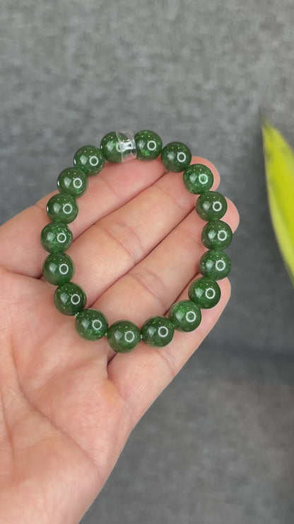 Natural Nephrite Jade Bracelet Size 10 mm - High Quality