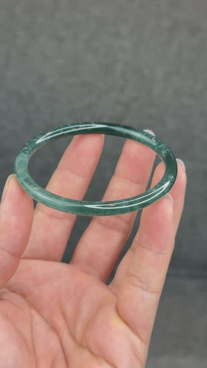 Natural Green Jadeite Jade Type A Bangle Chopstick Style Size 58 mm