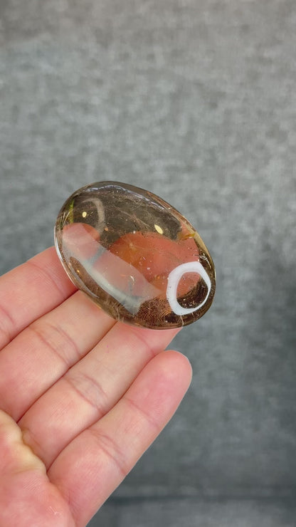 Natural Clear Smokey Quartz VIP Palm Stone