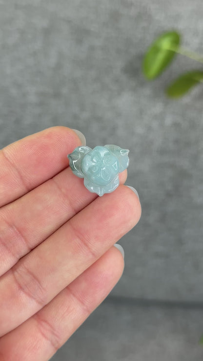 Natural Translucent Floral Water Green Lotus Jadeite Jade Charm