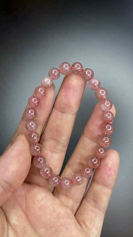 Bracelet Quartz Rutilé Rose Taille 7 mm