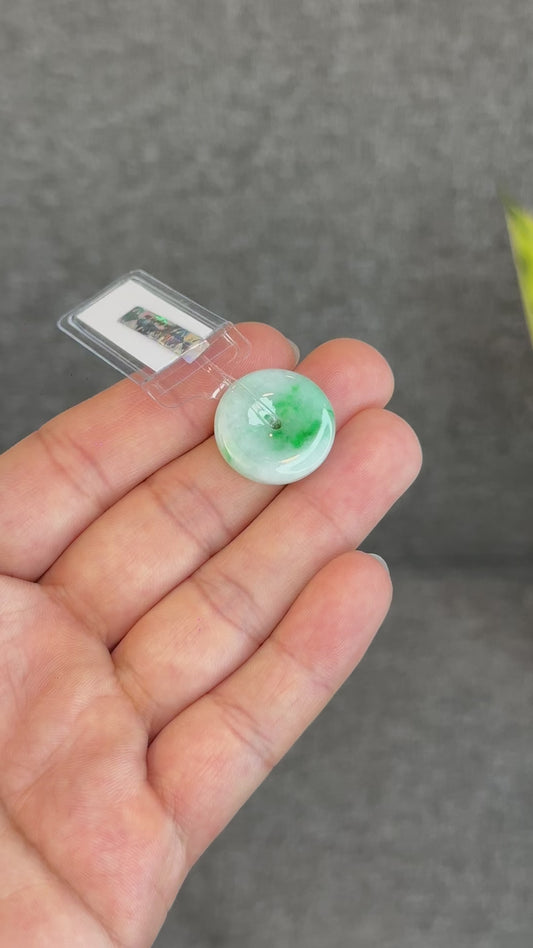 Natural Bright Apple Green Dong Dieu Jadeite Jade Type A Donut